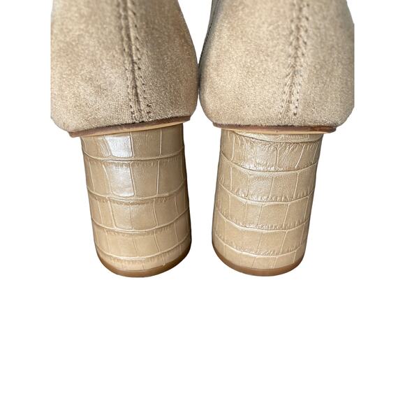 Dolce Vita Women's Petya Boots Mushroom Stella Suede Block Heel Almond Toe Zip 8 - Picture 4 of 8